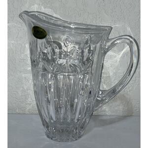 Block Crystal Pitcher Tulip Garden 32 oz. 24% Lead Hand Cut Mouth Blown Poland